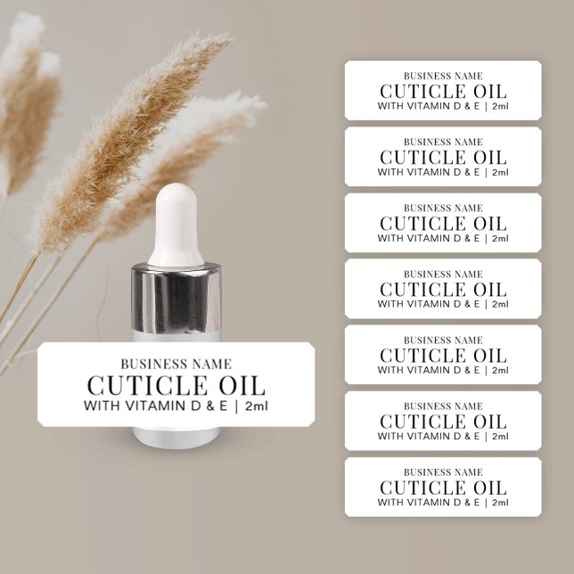 Probe Durchstechflasche 2 ml MINI Tropfer Flasche  Aufkleber (Simple nail and cuticle oil dropper bottle product label with fully editable design)