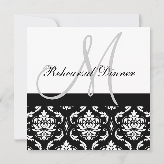 Probe Einladung Monogramm-Namen Damask (Vorderseite)