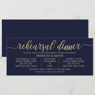 Probe für Navy und Gold Calligraphy Einladung