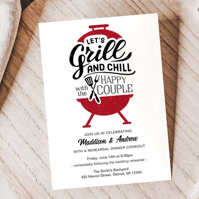 Probe Grill und Kill Einladung (Grill and Chill Rehearsal Dinner Invitation)