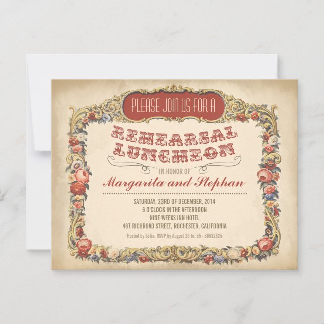 Probe Luncheon Viktorianisch und Vintag Einladung (Vorderseite)