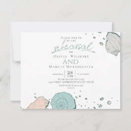 Probe | Modern Seashells Coral und Aquamarin Einladung
