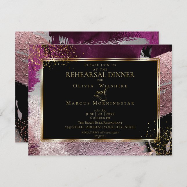 Probe | Modern Shiney Bold Cassis Strokes Einladung (Vorne/Hinten)