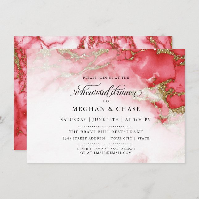 Probe | Moderne Korallenwasserfarbe Einladung (Vorne/Hinten)