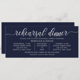 Probe Navy und Silver Calligraphy Einladung