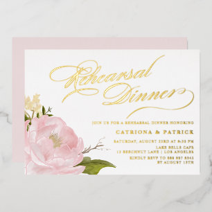 Probe Rosa Rosa Abendessen Gold Folieneinladung