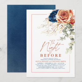 Probe Terracotta und Navy Blue Floral Einladung