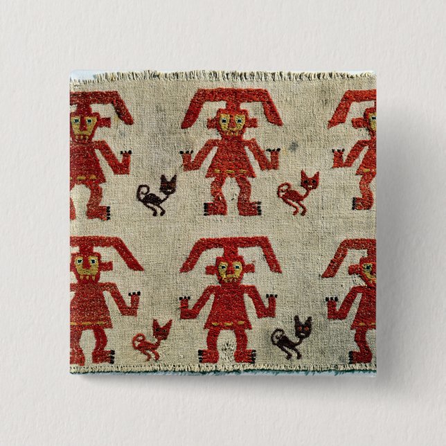 Probe von Lambayeque Gewebe mit einer Zahl Button (Vorderseite)