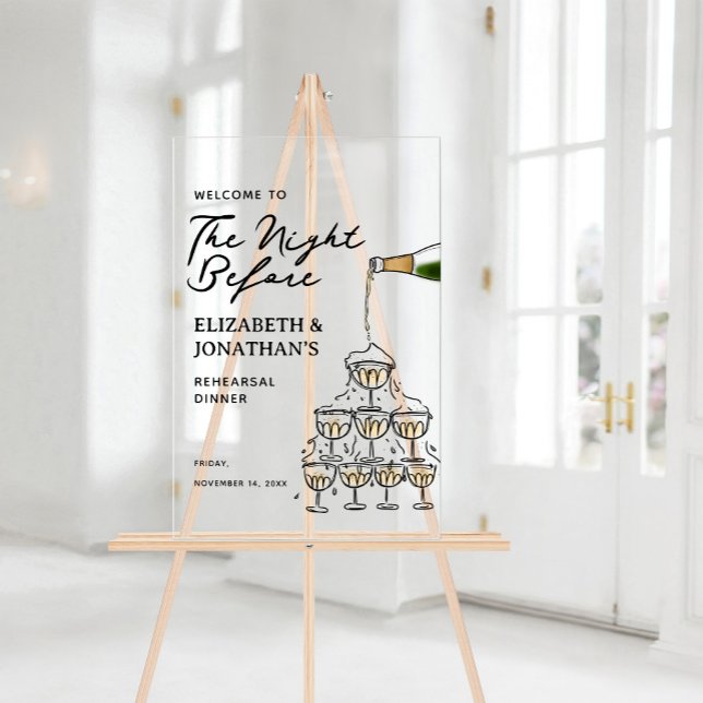 Probe Whimsicco Acrylschild (Whimsical Champagne Rehearsal Dinner Welcome Acrylic Sign)
