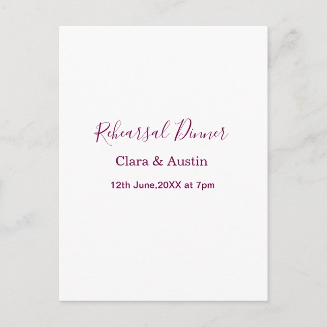 Probedinner am Vorabend einfach minimal m Postkarte (Vorderseite)