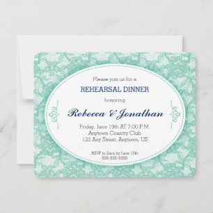 Probedinner-Einladung Teal Lace Vintage Einladung