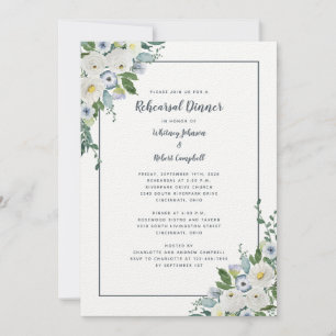 Probedinner Elegant Floral Chic Grau Einladung