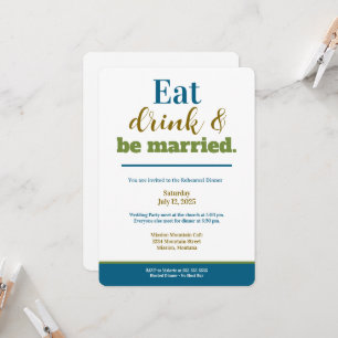 Probedinner Essen Trinken & Heiraten Grün Blau Einladung