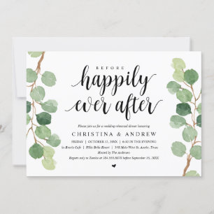 Probedinner für die Hochzeit. Grünzeug Eukalyptus Einladung
