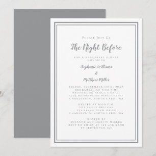 Probedinner Hochzeitsnacht Vorher Grau Weiß Einladung