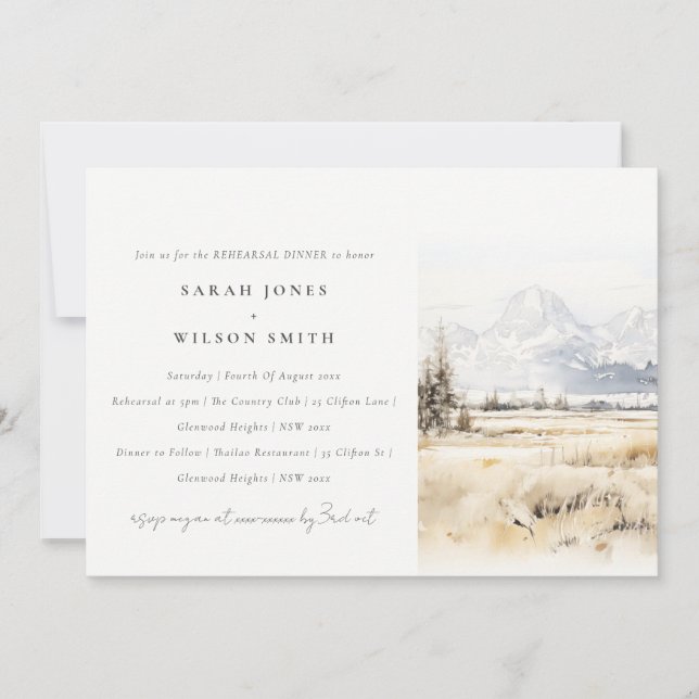 Probedinner Jackson Hole Wyoming Landschaft Einladung (Vorderseite)