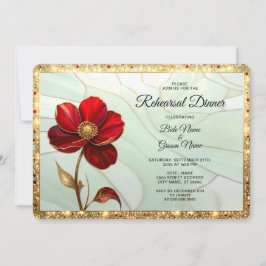 Probedinner mit roter Blumenfenstermalerei Einladung