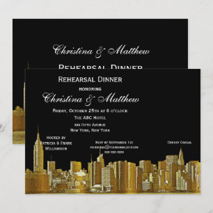 Probedinner mit Silhouette der Skyline von NYC Einladung