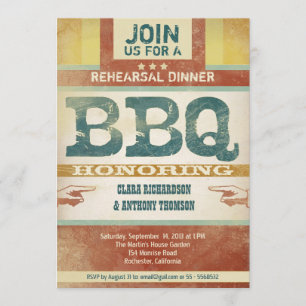 Probedinner Vintage einzigartige BBQ-Einladungen Einladung