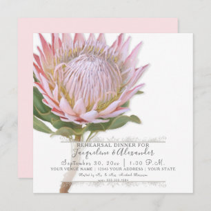 Proben-Abendessenmoderne Vintage rosa Protea-Blume Einladung