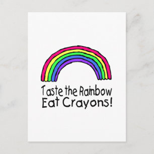 Probieren Sie den Regenbogen essen Crayons Postkarte