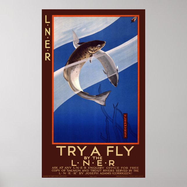 Probieren Sie eine Fliege vom L.N.E.R. UK Vintage  Poster (Vorne)