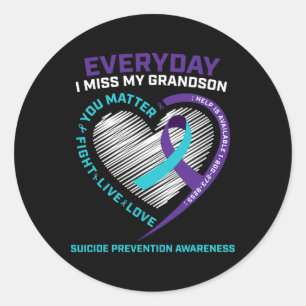 Problem Prävention T-Shirt Grandson Suizid Bewusst Runder Aufkleber