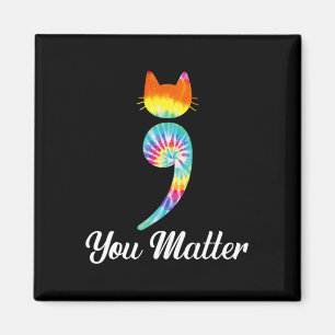 Problem Semicolon Gefärbte Krawatte Katze Suizidpr Magnet