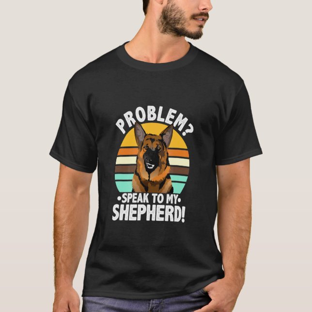Problematischer Deutscher Schäferhund Vintage Retr T-Shirt (Vorderseite)