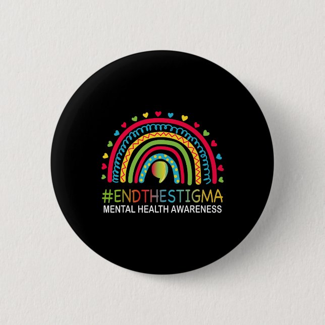 Probleme beenden das Stigma Regenbogen Boho  Button (Vorderseite)