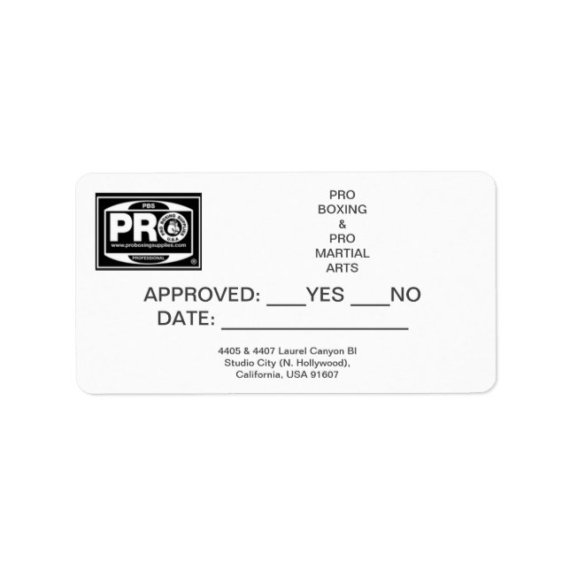 #PROBOXING & #PROMARTIALARTS ADRESSAUFKLEBER (Vorne)