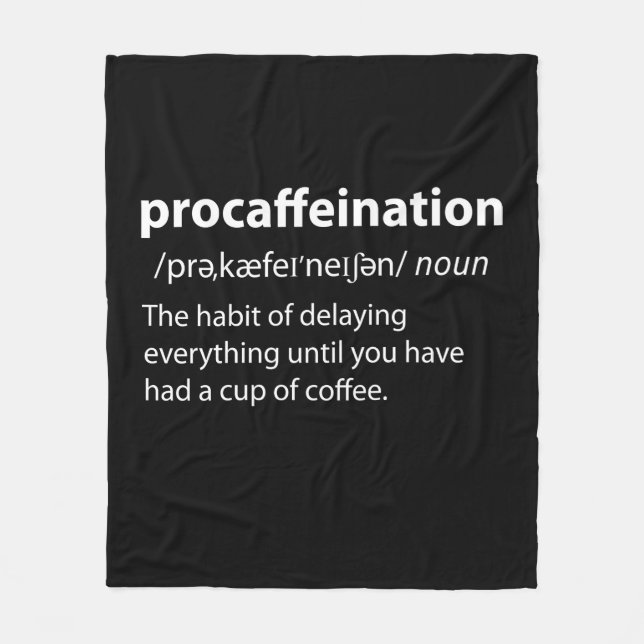 Procaffeination Funny Dictionary Definition Fleecedecke (Vorderseite)