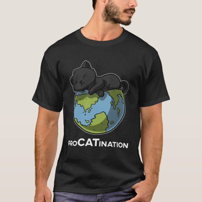ProCATination Fauler Katzen Kätzchen Welt T-Shirt (Vorderseite)