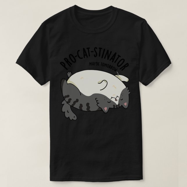 Procatstinator Funny Fat Cat Puff T-Shirt (Design vorne)
