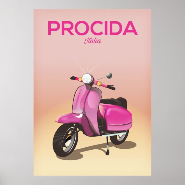 Procida Italien Scooter Urlaubsposter Poster (Vorne)