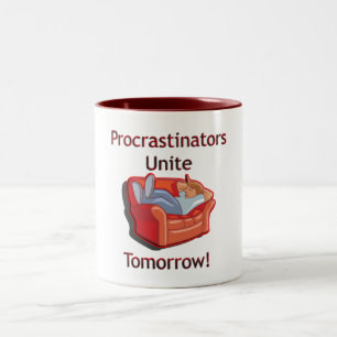 Procrastinators vereinigen zweifarbige tasse