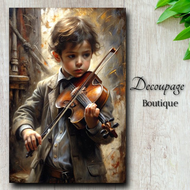 Prodigy's Melody Vintag Violinist Decoupage Seidenpapier (Prodigy's Melody Vintage Violinist Decoupage Tissue Paper By Decoupage Boutique)