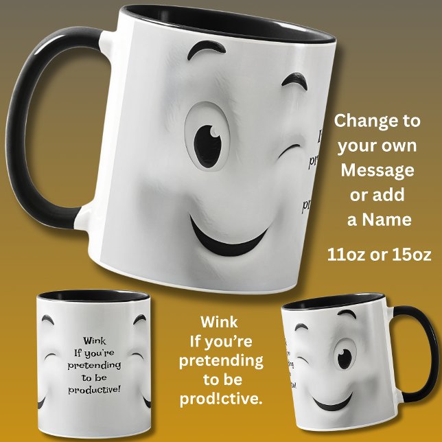 Productive? Add Name Message, Expressive Face Tasse (Von Creator hochgeladen)