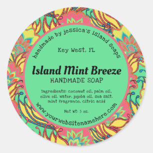 Produkt "Key West Island Tropical Floral Pattern" Runder Aufkleber