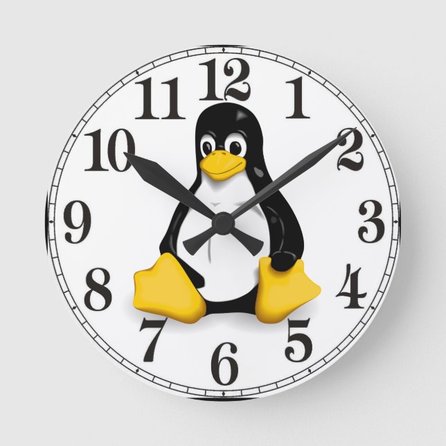 Produkte Linuxs Tux Runde Wanduhr (Vorderseite)