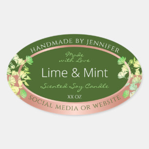 Produkte von Forest Green Floral mit Rose Gold Ovaler Aufkleber