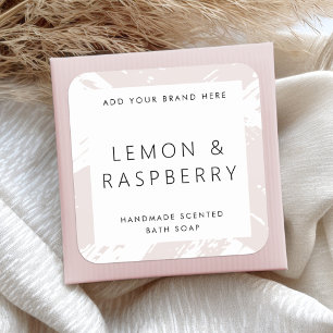 Produktetikett für minimale helle Rose graue Busch Quadratischer Aufkleber