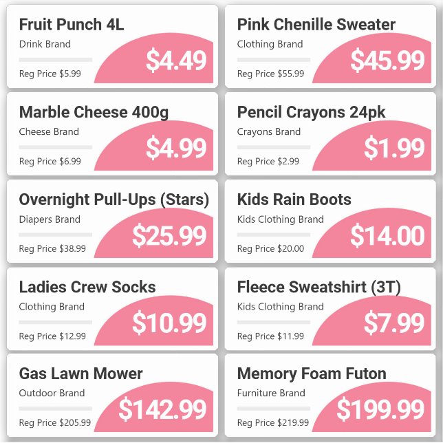 Produktetiketten für rosa Einzelhandelsgeschäfte Aufkleber (Vorderseite)