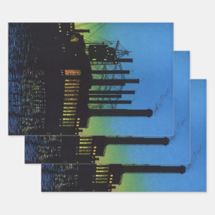 Produktionsstätte bei Sunset, Vintages Geschäft Geschenkpapier Set