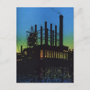 Produktionsstätte bei Sunset, Vintages Geschäft Postkarte