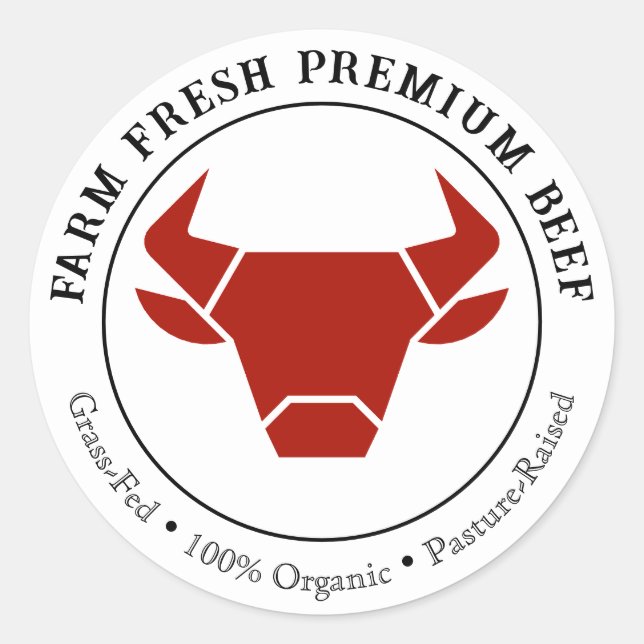Produktkennzeichnung "Fresh Premium Beef Business" Runder Aufkleber (Vorderseite)
