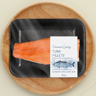 Produktkennzeichnung für Fischfilets von Thunfisch Lebensmitteletikett