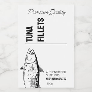 Produktkennzeichnung für Fischfilets von Thunfisch Lebensmitteletikett