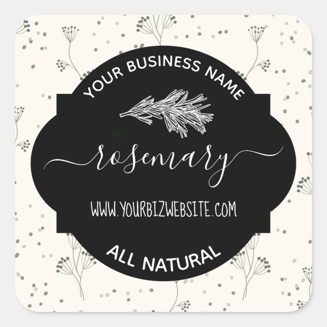 Produktkennzeichnung für Herb- und Gewürzjar Quadratischer Aufkleber (Vorderseite)