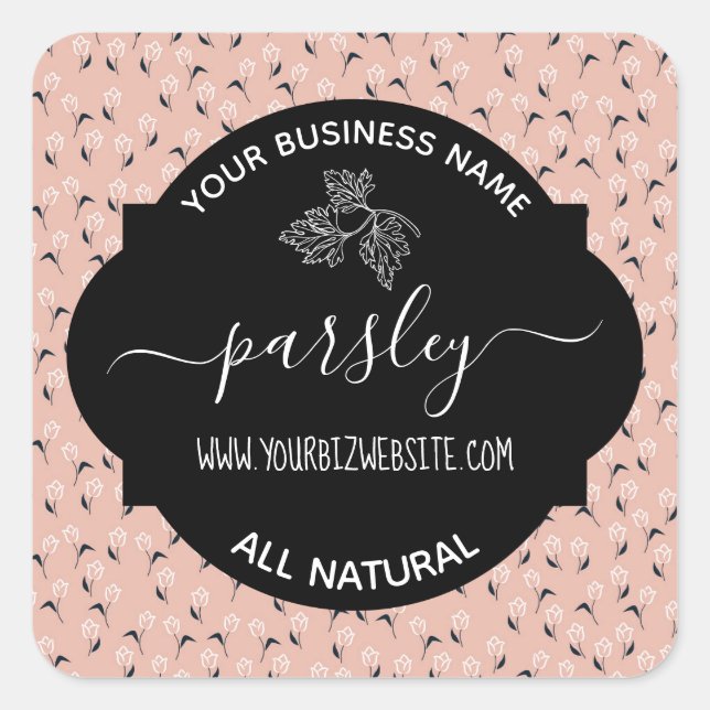 Produktkennzeichnung für Herb- und Gewürzjar Quadratischer Aufkleber (Vorderseite)